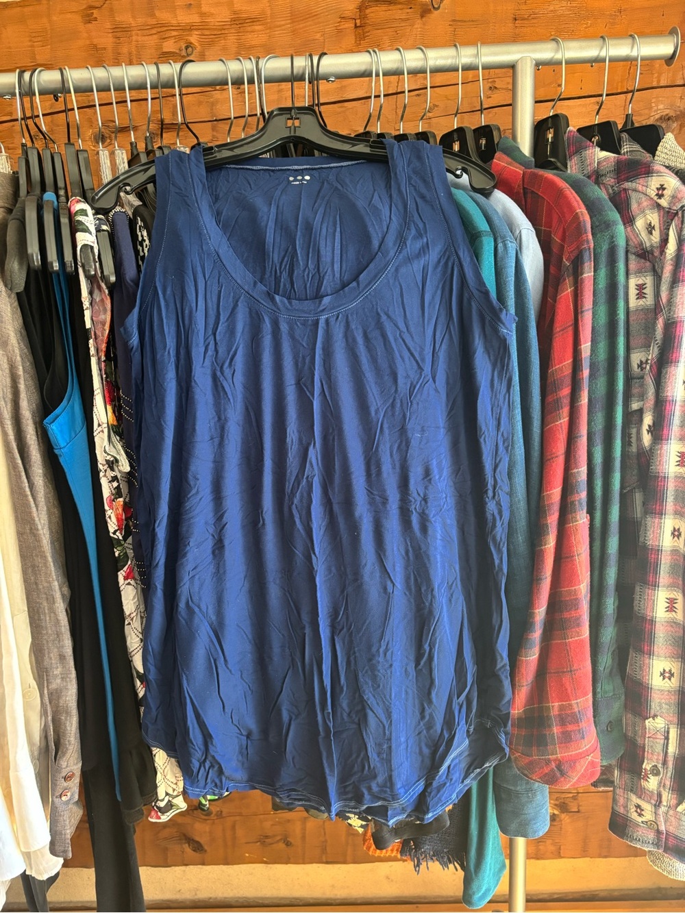 Three Dots Sleeveless Scoop Tank Top in Royal Blue